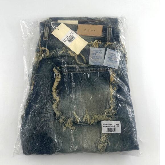MNML Men's Medium Blue B638 Ethereal Flare Rip Denim Jeans Size 32 - Picture 3 of 11